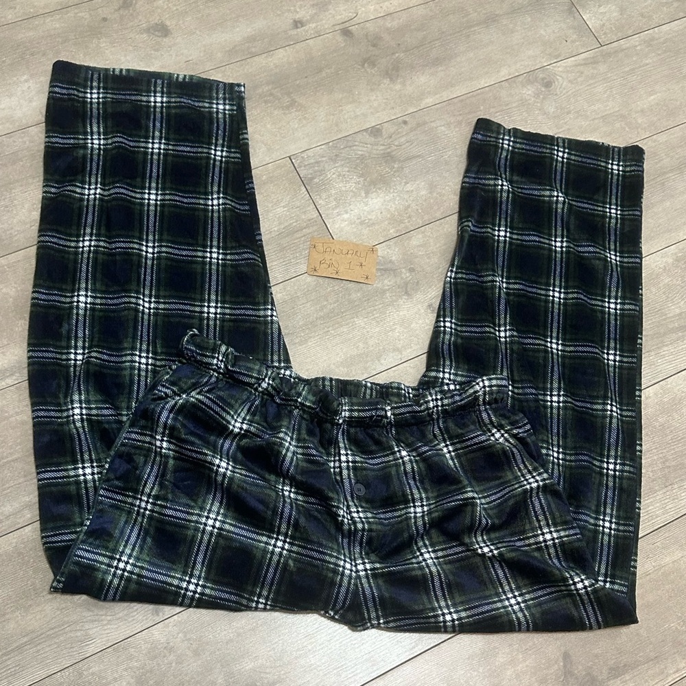 Preswick & Moore Premium Men’s Plaid Pajamas Silky Fleece XL Navy Green - Picture 4 of 16